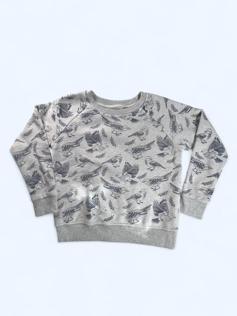 LA Soul Bird Print Crewneck Sweatshirt Light Grey + Navy Size M